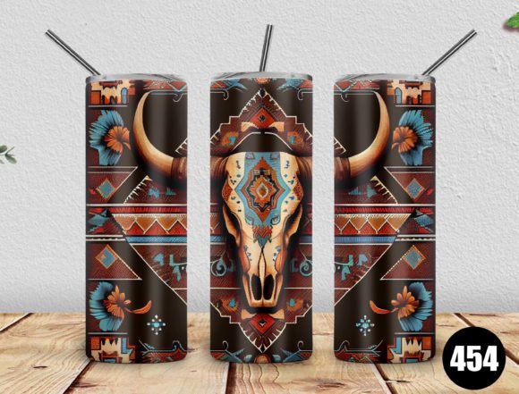 20oz Cowhide Skull Western Southwest