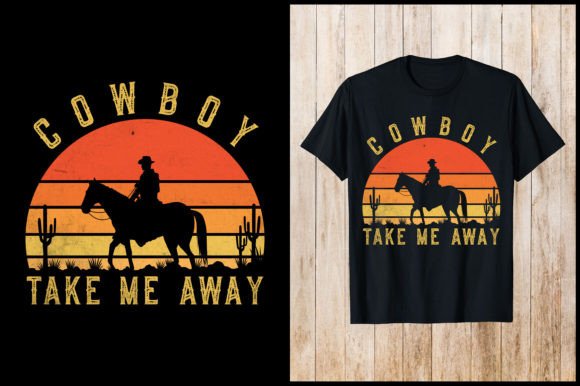 Cowboy Take Me Away Retro T-Shirt Design Review