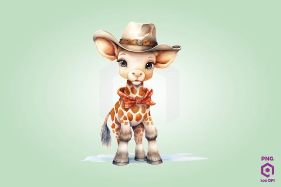 Giraffe Wearing a Cowboy Hat