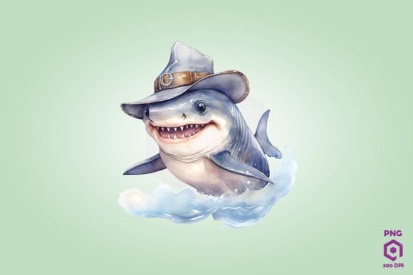 Great White Shark Wearing a Cowboy Hat