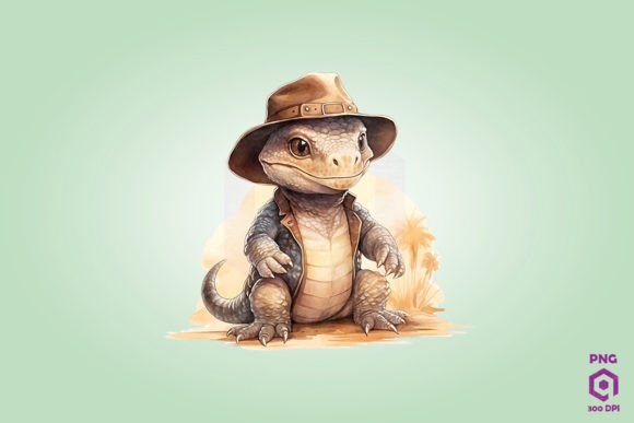 Komodo Dragon Wearing a Cowboy Hat