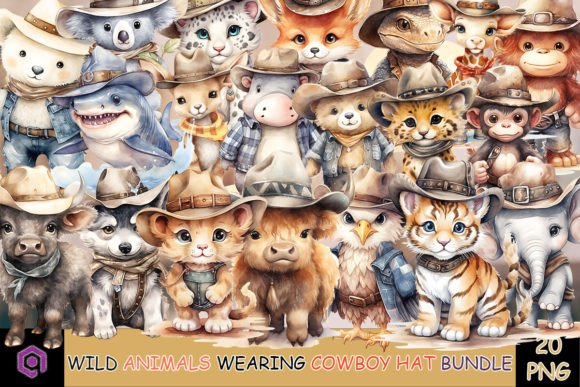 Wild Animals Wearing Cowboy Hat Bundle
